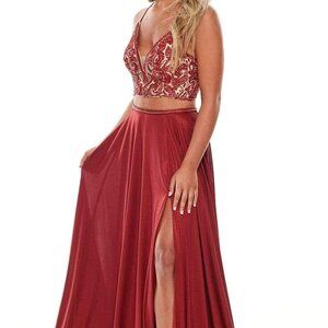Rachel Allan 7209 Prom Dress Burgundy Size 2